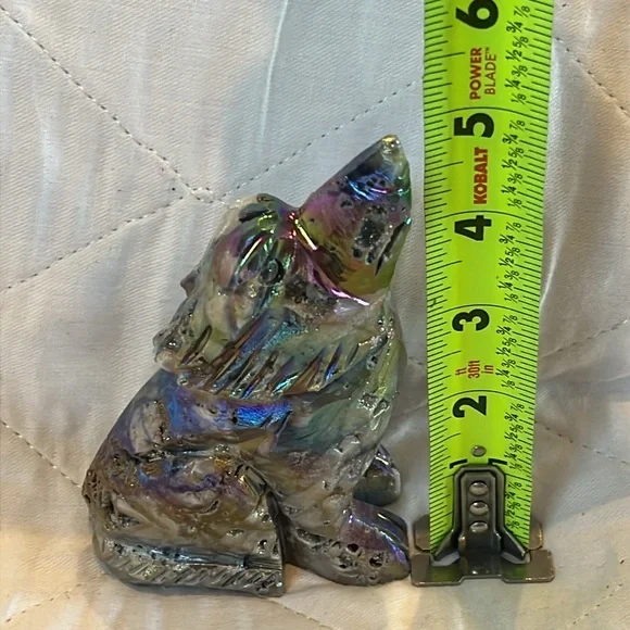 Aurora Sphalerite Wolf 🐺 Crystal Gemstone Carving NWOT